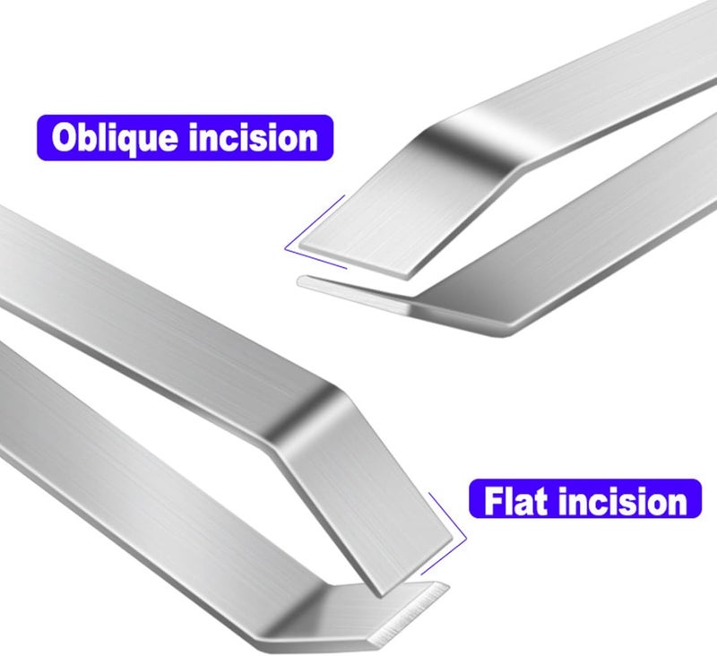 saizone 2 Pieces Fish Bone Tweezers,Salmon Bone Tweezers,Stainless Steel Fish Deboner Tool,Flat and Slant,Hair Removal Clip for Kitchen Cooking Food and Design Styling - Image 3